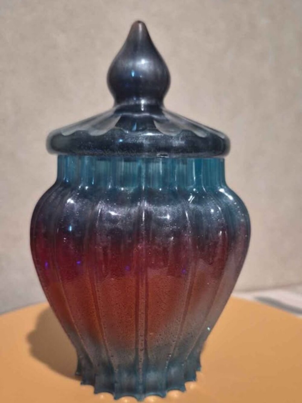 Handmade Resin Apothecary Jar with Lid. 6 1/2" tall & 10 1/2" round. #B